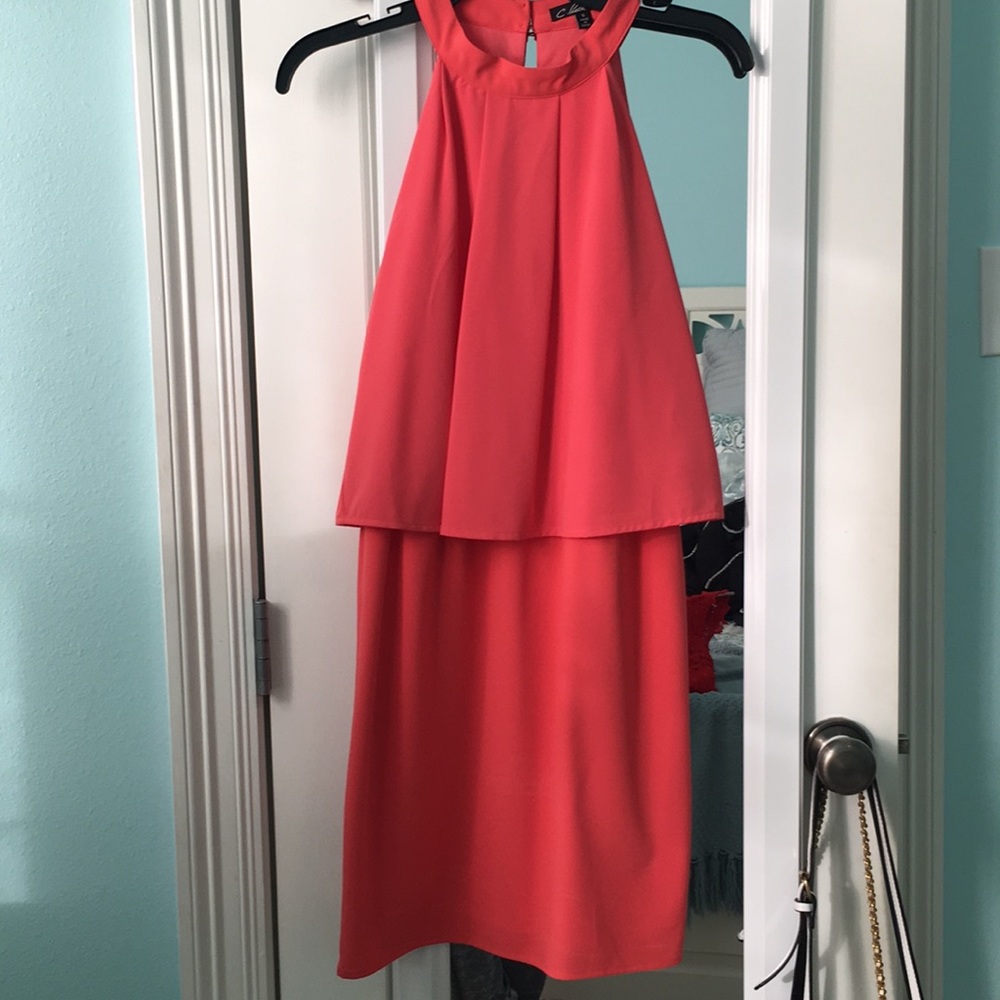 Coral High Neck Dress
